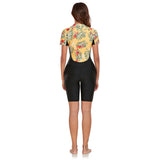 Vintage Leaves Print Patchwork One Piece Swimsuit Women 2025 Sports Front Zipper Slim Swimwear Athletic Bathing Suit Monokini
