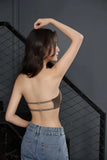 Sexy Japanese Satin Halter Bra Strapless Seamless Two-Way Wear Adjustable Comfort Back Fit Wirefree Lingerie Set S-XL MOYISU Bra