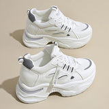 Breathable White Sneakers Shoes Women Mix Color Chunky Platform Sport Sneaker Woman 2025 Lace-Up Thick Bottom Vulcanize Shoes
