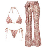 2026 3Pcs Bandeau Biquini Women Sexy Bikini Women Swimsuit Printed Swimwear Female Swim Suit Mini Skirt Bathingsuit Beachwear