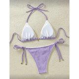 High Cut Leg Two-Pieces Bikini Set Bather Bathing Suit Swim Wrinkled Crinkled Halter Bikini Women Swimwear Female Swimsuit M125