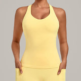 Women's Seamless Yoga Vest Sports Fitness Gym Beauty Back Top Nude Slim Fit Training Running Workout Vest