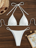 String Thong Bikinis 2025 Women Sexy Triangle Swimsuit Brazil Tong Swimwear Female Padded Bathing Swimming Suit Beachwear Summer