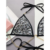 New Bling Sequins Halter Metal Chains Bikini Women Swimwear Female Swimsuit Two-pieces Bikini set Bather Bathing Suit Swim K4865