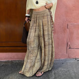 Low-waisted, loose-fitting, wide-slip casual trousers, lightweight woven trousers