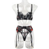 Toucheart Sexy Bra Lingerie 2-piece Set Mesh Transparent Bodysuit Heart Embroidery Lace Hollow Underwear Sexy Bras Body Femme