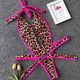 2025 Deep V Female Halter Swimwear One Piece Swimsuit Women Backless Monokini High Cut Wrap Around Bathing Suit Swim Bodysuit