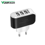 USB Charger 3 Ports 5V2A Travel Wall Power Adapter Charging For iPhone Xiaomi Samsung HTC Huawei Nylon Braided Micro USB Cable