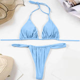 Sexy Bikini Set Two Piece Swimsuit Bikini Set Push Up Bra Solid Thong Women Swimwear Beachwear Bathing Suit Traje De BañO 2024