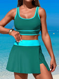 2026 Sporty Swimsuit Women Two Pieces High Waist Beach Dress Solid Swimwear Female Bathers Bathing Swimming Swim Suit Beachwear