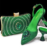 Doershow Italian purple Shoes And Bag Sets For Evening Party With Stones Italian Leather Handbags Match Bags! HX1-1