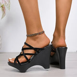 Strange Style Heels Slides Black Straps Women Summer Shoes Outside Slippers High Heels Woman  Shoes