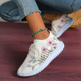 Fashion Printed Breathable Sneakers Women Thick Bottom Knitted Walking Shoes Woman Hollow Out Slip On Sports Shoes Female 35-43