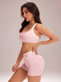 2pcs/sets Yoga Sport Bra Shorts Set Hotsweet Sportswear Woman Gym Workout Bra Shorts Leggings Activewear Women's Tracksuit