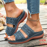 Vinatge Hollow Out Platform Sandals Women Lightweight Plus Size Wedges Sandles Woman Comfortable Thick Sole Casual Sandalias 43
