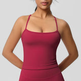 Women's Slim Fit Yoga Fitness Vest Skin Friendly Nude Sports Bra Pilates Top Beautiful Back Design Suspension Yoga Sports Bra