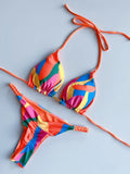 Leopard Halter Scrunch Butt Micro Thong Bikini Women Swimwear Female Swimsuit Two-pieces Bikini Set Bather Bathing Suit Swim