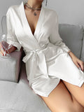 Women Summer Pajamas Elegant Lace up Bathrobe Fashion And Sexy Sleepwear For Home Wear