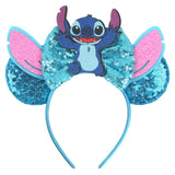 2025 New Style Mickey Minnie Ear Headband Sequin Bows Girl Adult Kids Halloween Party Cosplay Hair Accessories Princess Hairband