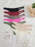 8PCS Seamless Underwear Letter Waistband Women's Panties Soft Girls Brief Sexy Lingeries Thong Solid Panty Female Intimate