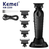 Kemei Electric Cordless Hair Trimmer KM-2299 with Base Electric Oil Head Thruster Carving Clippers Finish Hair Cutting Machine
