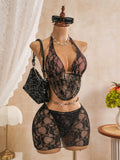Sexy Black Mesh Shorts 3 Piece Bikinis Sets  2026 Women Pearls Push Up Tassel Bra Swimsuit Beach Holiday Bathing Suit Swimwear