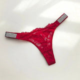 Rhinestone Lace Sexy Women Panties Floral Seamless Underwear G String Letter Transparent Thong For Female Low Rise Ladies Briefs