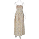 FDYOUI 2026 Summer Spaghetti Strap A-line Floral Vacation Dress for Women Elegant High Waist Tunics Long Party Evening Dresses