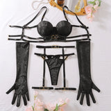 Toucheart Erotic Lingerie Hollow Seductive Shaping Bra Set Gathering Passionate Sexy Luxurious Intimate Underwear Four-piece Set