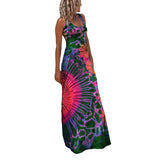 Women Summer Casual Long Dress Tie-Dye Print U-Neck Sleeveless Dress 2026 Fashion Cross Backless Dresses Bohemian Holiday Beach