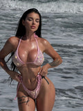Shiny Sequin Black Bikini Set Women Sexy Push Up Bra Tie Side Triangle Swimsuit 2025 Brazilian Beach Bathing Suit Micro Swimwear