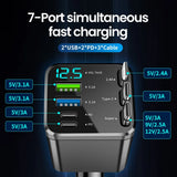 Elough 7 In 1 Car Charger Retractable USB C To ios Cable For iPhone Samsung Car Phone Charger USB Cigarette Lighter QC Adapter