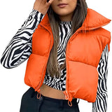Women Winter Warm Crop Waistcoat Sleeveless Stand Collar Double Sided Lightweight Puffer Vest 2022 Streetwear