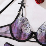 Toucheart Erotic Lingerie Fashionable Bow Accessories Contrasting Color Embroidery Hollow Slim Fit Women Sexy Lingerie Split Set