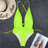 Sexy Deep V Neck Wrap Around Female Swimwear One Piece Swimsuit Women Backless Monokini High Leg Cut Bathing Suit Swim Beachwear