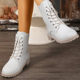 British Style Pu Leather Ankle Boots Women Spring Autumn Side Zipper Up Boots for Woman Plush Size Non Slip Booties Ladies