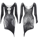 1 Piece Beach Cover Up without Bikini Summer's Hottest Mesh Swimsuit Women Summer Pool Swimwear Long Sleeves Hollow Out Dress