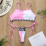 2026 Sexy Bikini Women Swimwear Swimsuit Push Up Striped Patchwork Bikini Set Bathing Suit Beach Bikini Female Biquinis Feminino