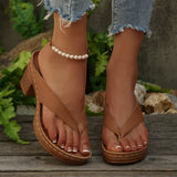 2025 New Gold High Heels Flip Flops Women Outdoor Clip Toe Thick Heeled Sandals Woman Lightweight Plus Size Summer Slippers 43