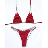Sexy Cow Print Halter Metal Chains Brazilian Bikini Women Swimsuit Female Swimwear Two Pieces Bikini Set Bathing Suit Swim Lady