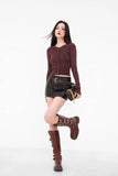 American A-line Half Length Skirt Spring/summer Small Spicy Girl High Waist Slim Fit Tight Sexy Shining Leather Short Skirt 3XQZ