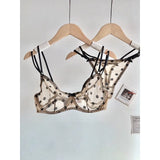 French Style Lace Underwear Set | Sexy Dotted Mesh Bra & Thong for Large Bust, Ultra Thin Slimming Anti Sag Lingerie MOYISU S-XL