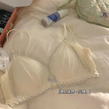 Women's French Ruffle Bralette Set | Wirefree Push Up with Silk Touch Thin Cups for Small Chest | Sweet & Trendy MOYISU Bra S-XL