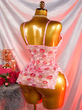 Ultra Sexy Short Pink Lips Crotchless Erotic Dress Female Transparent Babydolls Porn Exotic Night Sex Doll Lingerie With Thongs