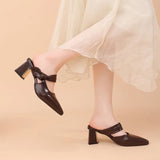 Pointed Toe Women's Slippers High Heels Shoes Woman Sandals 2026 Summer Elegant Chunky Shoes Slingback Flip Flops