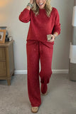 Autumn Winter Women Two Piece Set O Neck Long Sleeve Sweatshirt Drawstring Pants Suit Female Printed Christmas Outfits