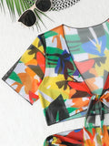 4 Pieces Triangle Bikinis 2026 Women Padded Swimwear Female Sexy Printed Swimsuit Bathers Bathing Swimming Swim Suit Beachwear