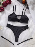 Ladies Smooth Comfortable Thin Underwear Women Sexy Nightwear Inner Solid Color Sleep Underwear Bra Set