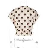 FDYOUI Women's O-neck Polka Dot T-shirt 2026 Summer O-neck Drop-sleeve Tunics Tops Fashion Loose Corset Tee Shirts Female Top
