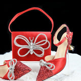 Doershow High Quality African Style Ladies Shoes And Bags Set Latest BLUE Italian Shoes And Bag Set For Party  HGH1-8